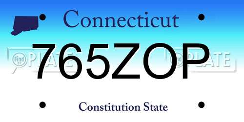 765ZOP Connecticut License Plate
