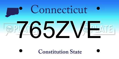 765ZVE Connecticut License Plate