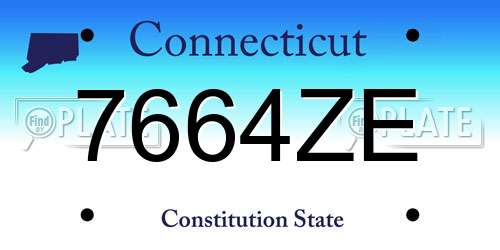 7664ZE Connecticut License Plate