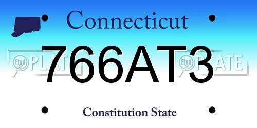 766AT3 Connecticut License Plate