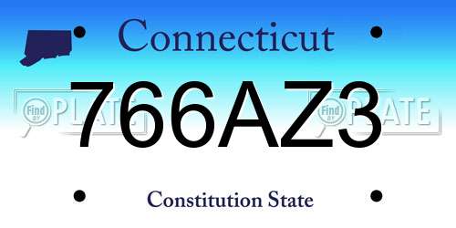766AZ3 Connecticut License Plate