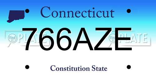 766AZE Connecticut License Plate