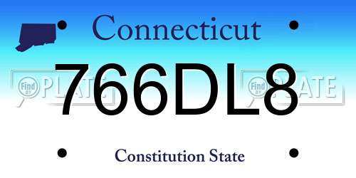 766DL8 Connecticut License Plate