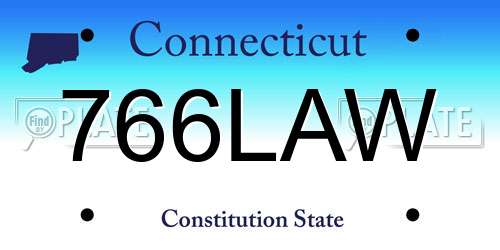 766LAW Connecticut License Plate