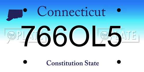 766OL5 Connecticut License Plate