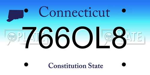766OL8 Connecticut License Plate