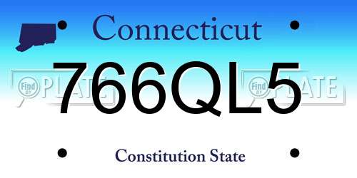 766QL5 Connecticut License Plate