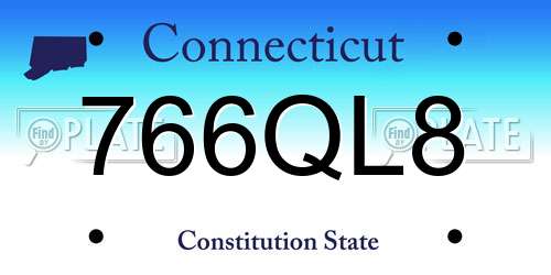 766QL8 Connecticut License Plate