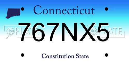 767NX5 Connecticut License Plate