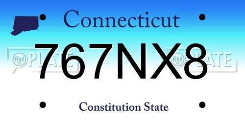 767NX8 Connecticut License Plate