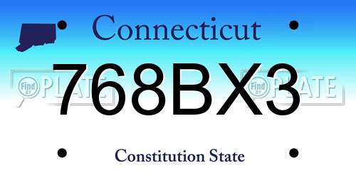 768BX3 Connecticut License Plate