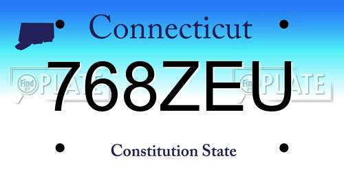 768ZEU Connecticut License Plate
