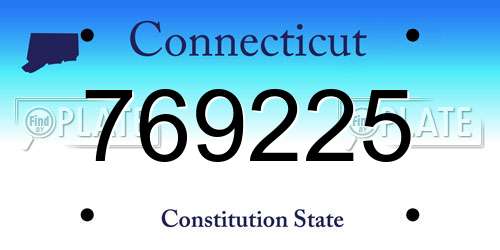 769225 Connecticut License Plate