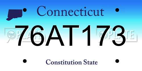 76AT173 Connecticut License Plate