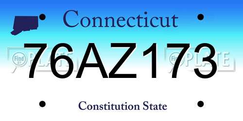 76AZ173 Connecticut License Plate