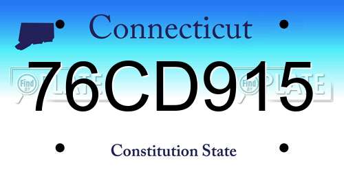 76CD915 Connecticut License Plate