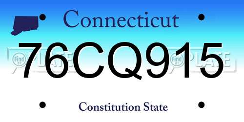 76CQ915 Connecticut License Plate