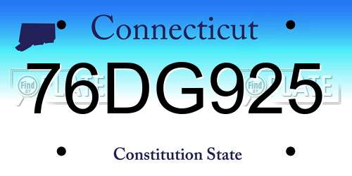 76DG925 Connecticut License Plate