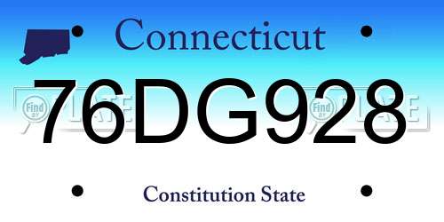76DG928 Connecticut License Plate