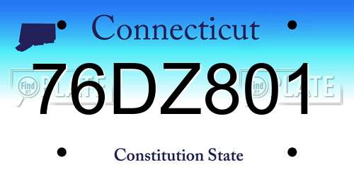 76DZ801 Connecticut License Plate
