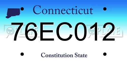76EC012 Connecticut License Plate