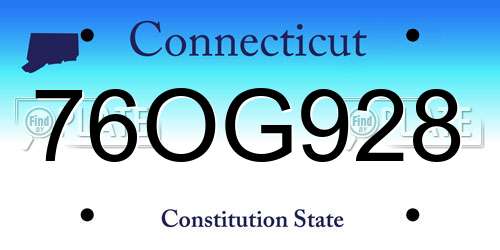 76OG928 Connecticut License Plate