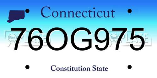 76OG975 Connecticut License Plate