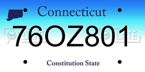 76OZ801 Connecticut License Plate