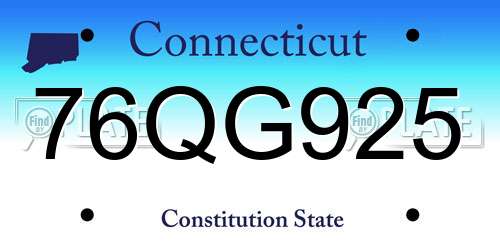 76QG925 Connecticut License Plate