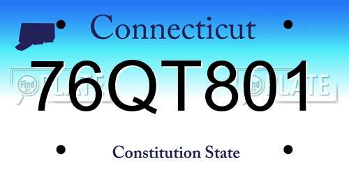 76QT801 Connecticut License Plate