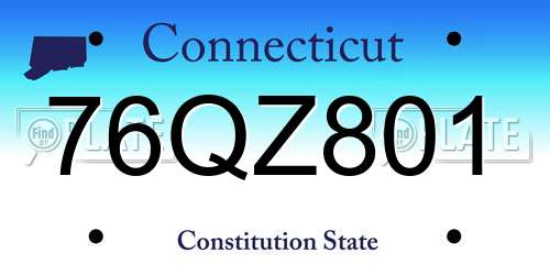 76QZ801 Connecticut License Plate