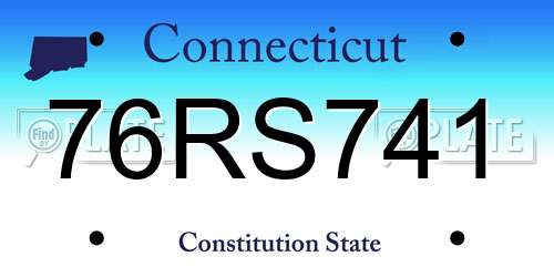 76RS741 Connecticut License Plate
