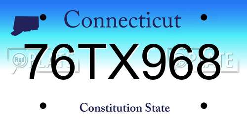 76TX968 Connecticut License Plate