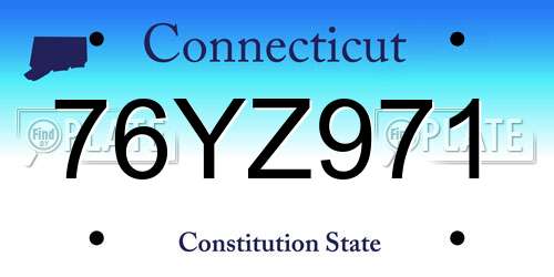 76YZ971 Connecticut License Plate
