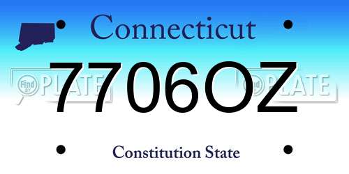 7706OZ Connecticut License Plate