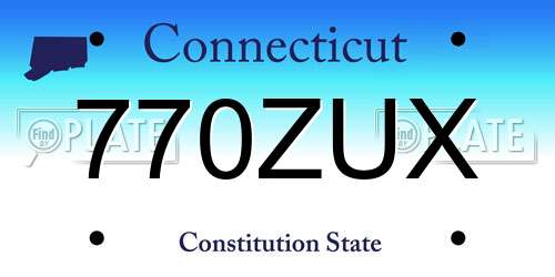 770ZUX Connecticut License Plate
