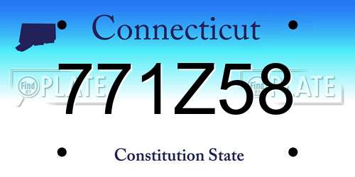 771Z58 Connecticut License Plate