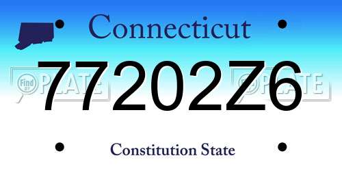 77202Z6 Connecticut License Plate