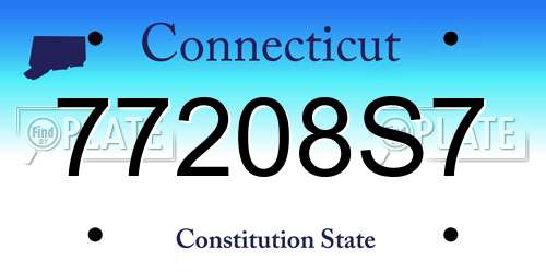 77208S7 Connecticut License Plate