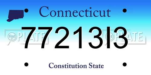 77213I3 Connecticut License Plate
