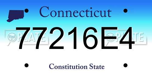 77216E4 Connecticut License Plate