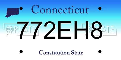 772EH8 Connecticut License Plate