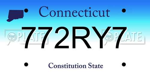 772RY7 Connecticut License Plate