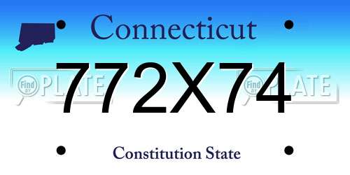 772X74 Connecticut License Plate
