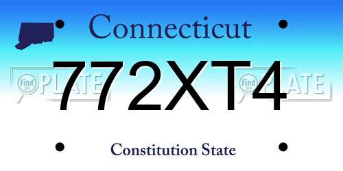 772XT4 Connecticut License Plate