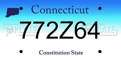 772Z64 Connecticut License Plate