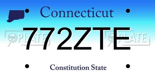 772ZTE Connecticut License Plate