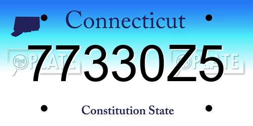 77330Z5 Connecticut License Plate