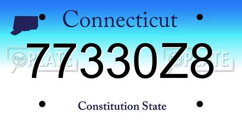 77330Z8 Connecticut License Plate