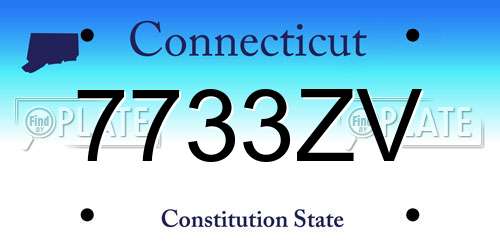 7733ZV Connecticut License Plate